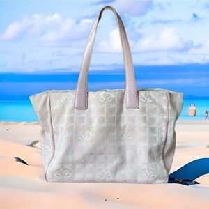 AUTH CHANEL PINK CLOTH TOTE BAG